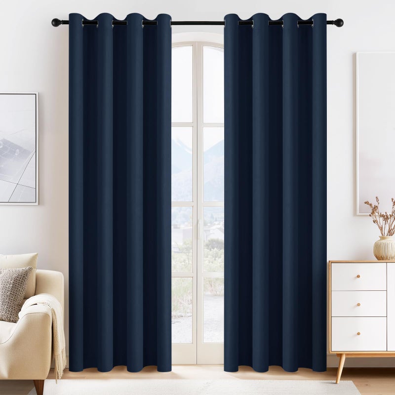PONY DANCE Door Curtains for Doorways Privacy - Home Decoration Window Covering for Closet/Hallway Light Block Noise Reducing for Living Room 55 x 80 inch, Navy Blue, 2 PCs - Image 1